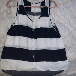 Sleeveless, striped blouse
